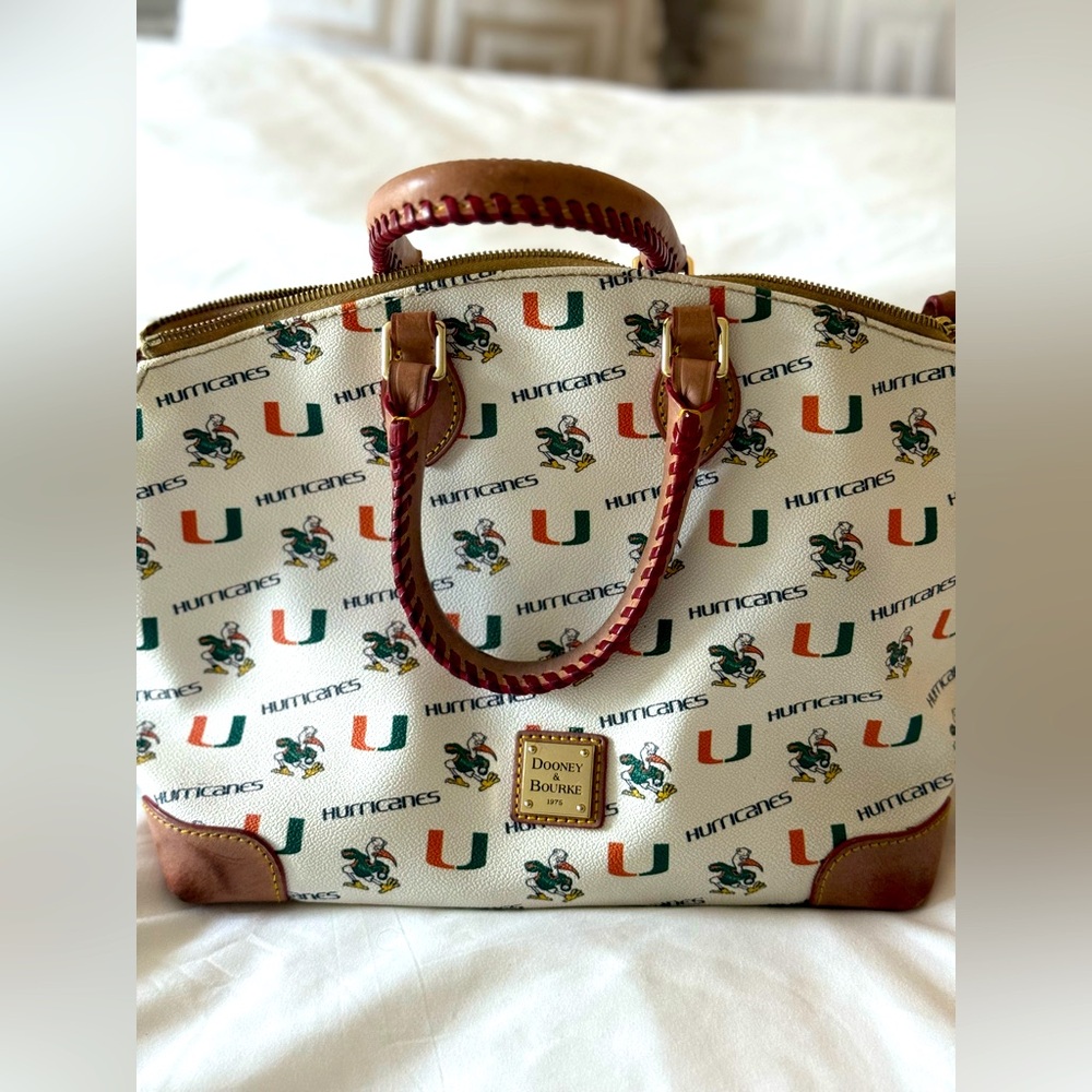 (SOLD) Dooney & Bourke University of Miami Hurricanes Satchel Bag